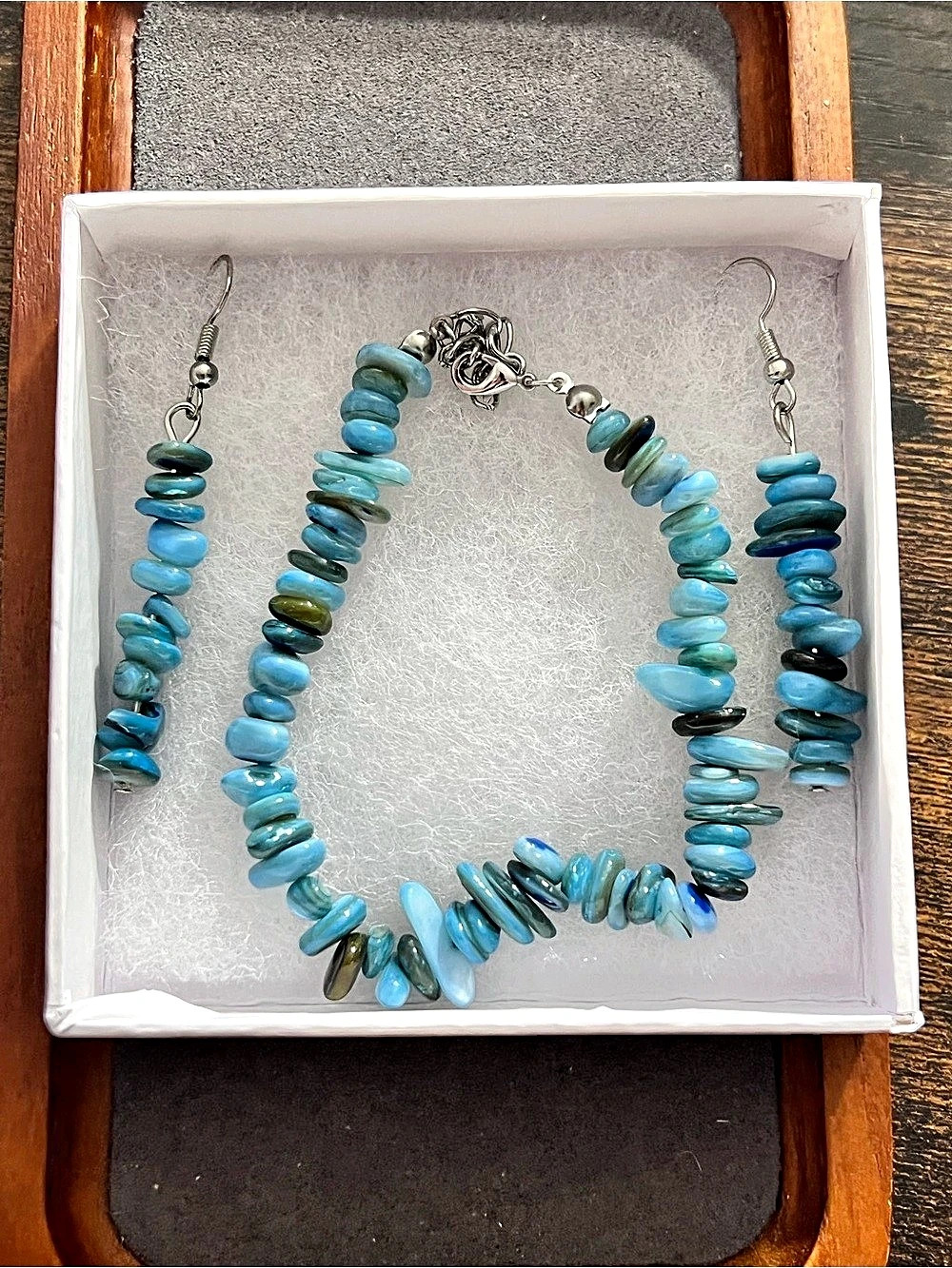 Blue bracelet & Earrings